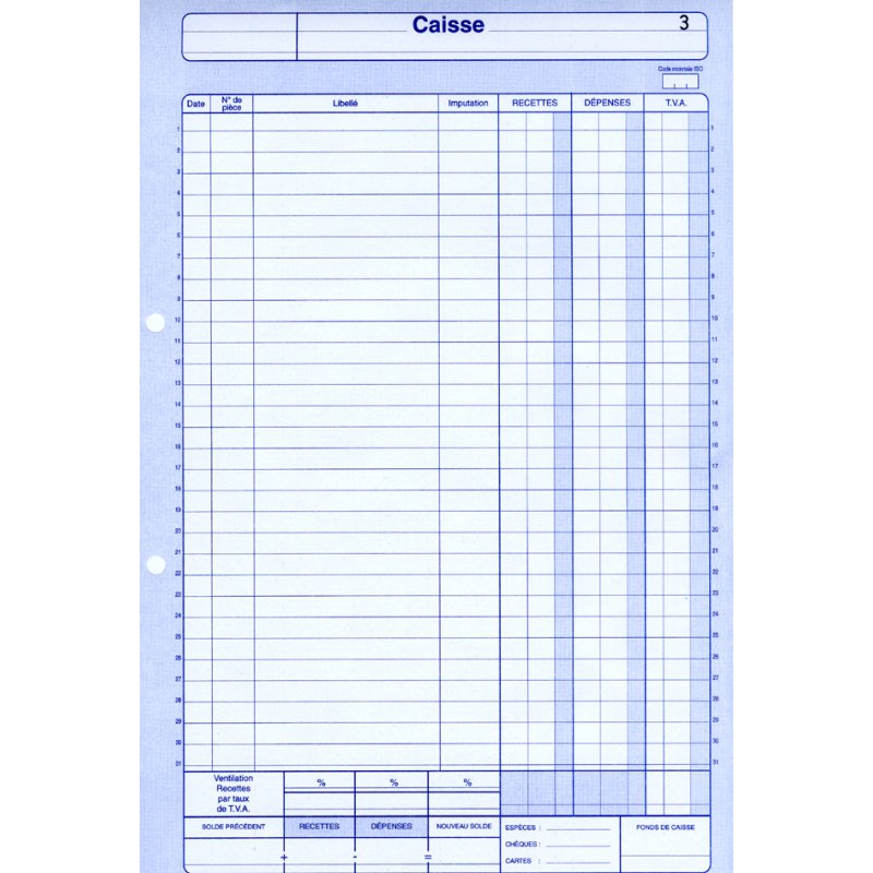 Kasboekhouder met dubbele ring, 297 x 210 mm